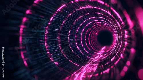 Dynamic neural network flow abstract tunnel digital wallpaper dark background futuristic viewpoint ai concept
