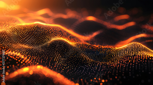 Dynamic neural network waves abstract background wallpaper digital art futuristic environment high-contrast viewpoint