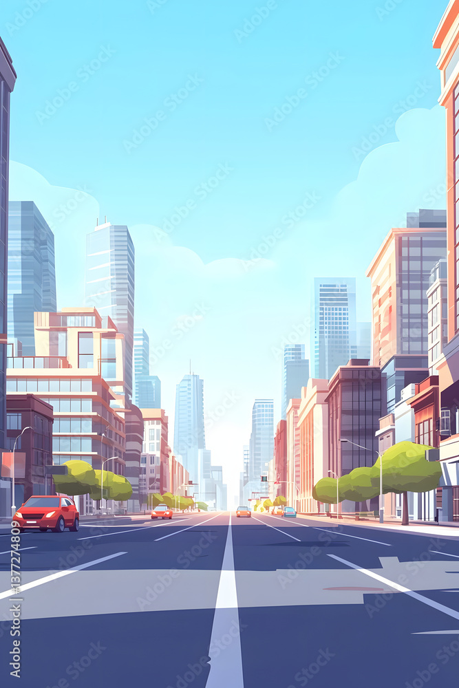 Fototapeta premium Flat City Skyline Illustration Background