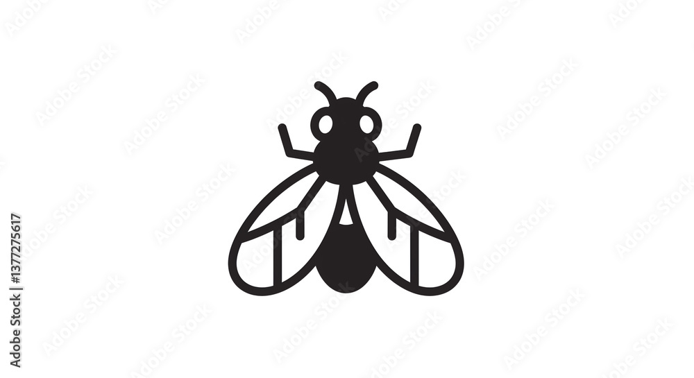 A striking black and white illustration of a fly, showcasing its intricate wings and delicate body in minimalist detail. A striking black and white illustration of a fly, showcasing its intricate wings and delicate body in minimalist detail.