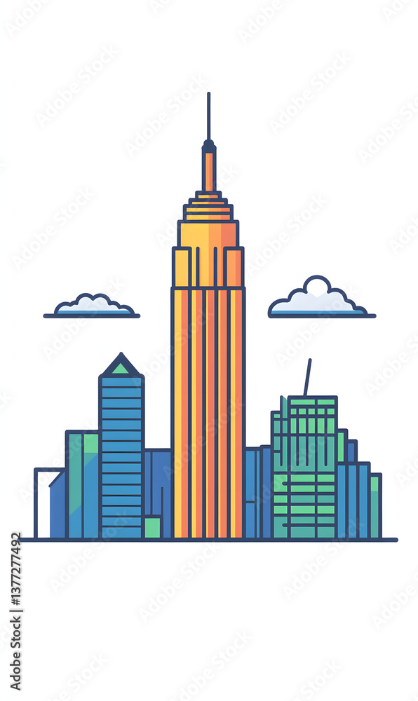 Obraz premium Flat City Skyline Illustration Background