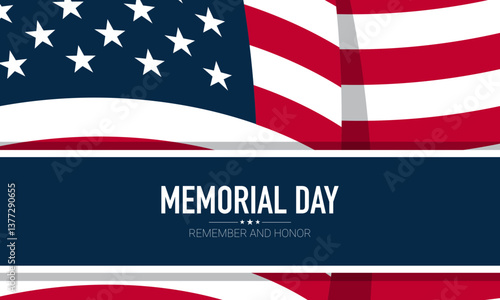 Free Download Memorial Day Greeting Card Design with American Flag Illustration. - GFXLoad