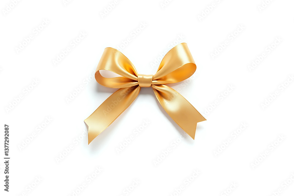 Gold ribbon satin bow curly scroll isolated on white background with clipping path for Christmas, birthday and wedding card confetti design decoration Gold ribbon satin bow curly scroll isolated on white background with clipping path for Christmas, birthday and wedding card confetti design decoration