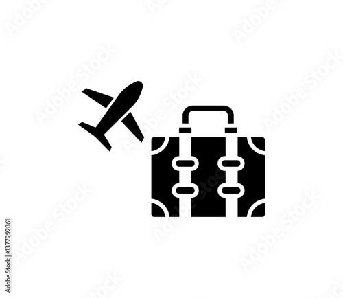 海外旅行のシルエットアイコンイラスト　ベクター
