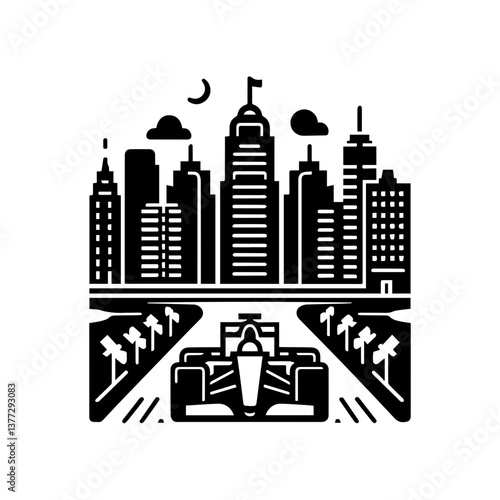 Car racing event icon with transparent background