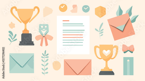 Corporate Recognition Flat Lay Illustration, Incentives