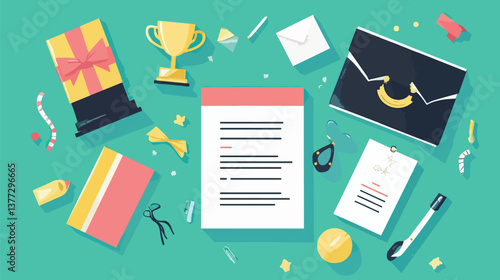 Corporate Recognition Flat Lay Illustration, Incentives