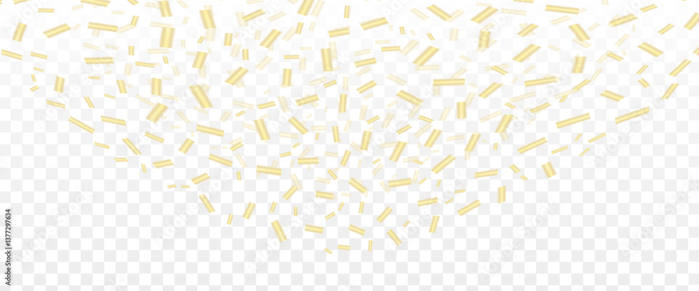Obraz premium Vector confetti png. Golden tinsel, confetti fall from the sky on a transparent background.