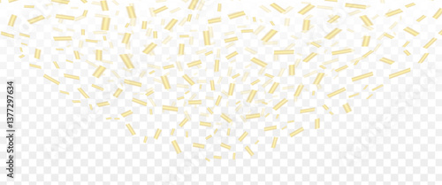Vector confetti png. Golden tinsel, confetti fall from the sky on a transparent background.