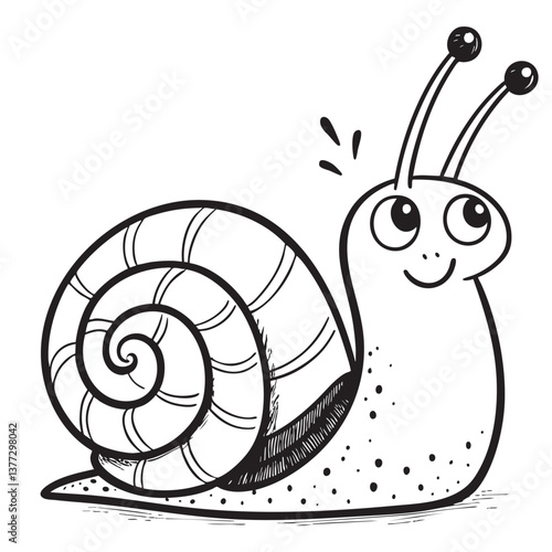 Cartoon Snail doodle drawing vector illustration