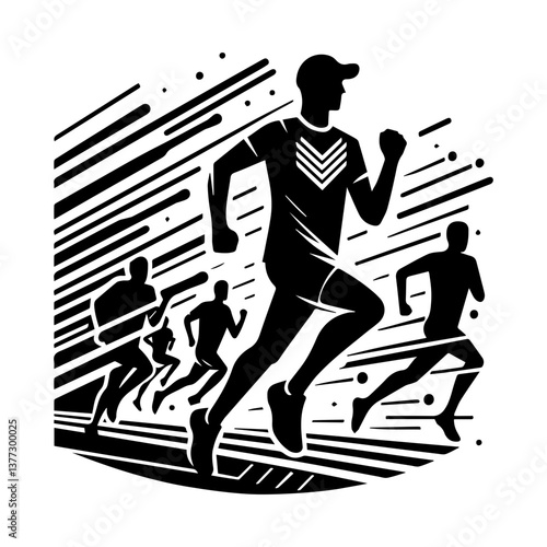 Marathon running icon with transparent background