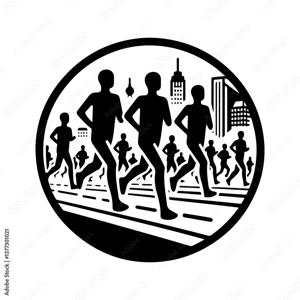 Obraz premium Marathon running icon with transparent background