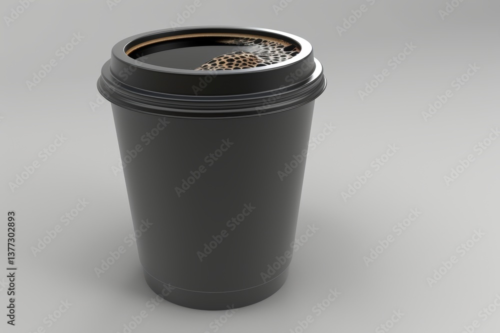 A sleek black coffee cup with a lid, showcasing a stylish design, perfect for enjoying hot beverages on the go. A sleek black coffee cup with a lid, showcasing a stylish design, perfect for enjoying hot beverages on the go.