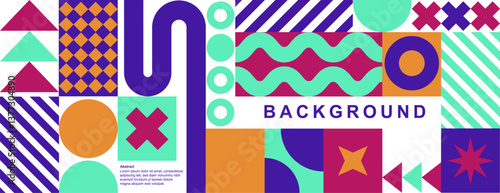 Modern Abstract Design Template with Colorful Geometric Elements, Dynamic Abstract Composition with Playful Elements