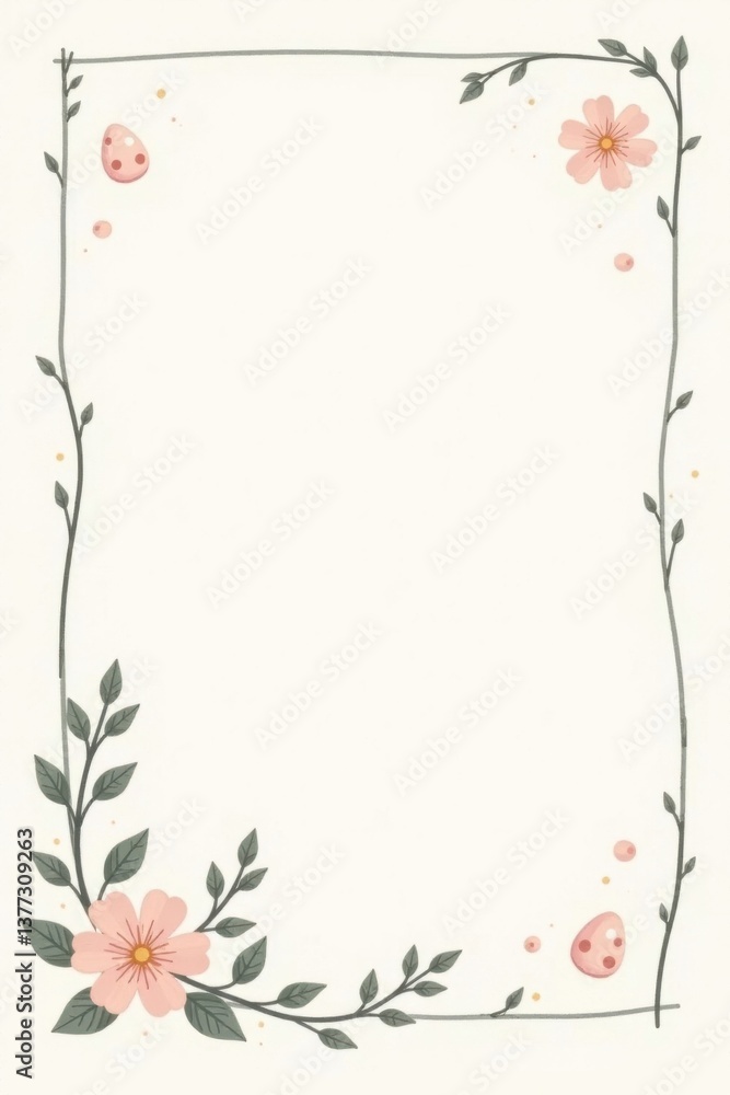 Elegant Floral Frame with Pastel Eggs and Delicate Blossoms for Springtime Designs Elegant Floral Frame with Pastel Eggs and Delicate Blossoms for Springtime Designs