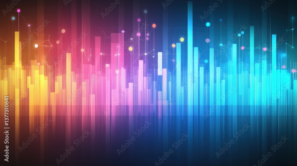 Vibrant Abstract Cityscape at Night with Glowing Rainbow Lights Vibrant Abstract Cityscape at Night with Glowing Rainbow Lights