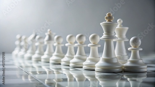 Minimalist Chess Game: White Pawns on Chessboard