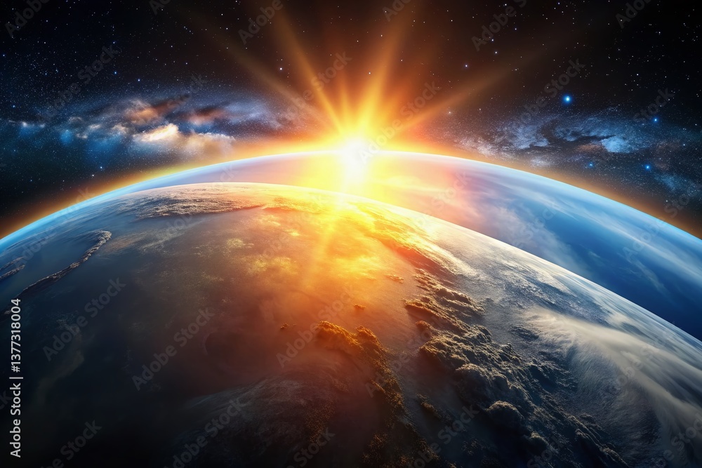 Minimalist Earthrise: Sunlit Planet from Space - Stunning Stock Photo Minimalist Earthrise: Sunlit Planet from Space - Stunning Stock Photo