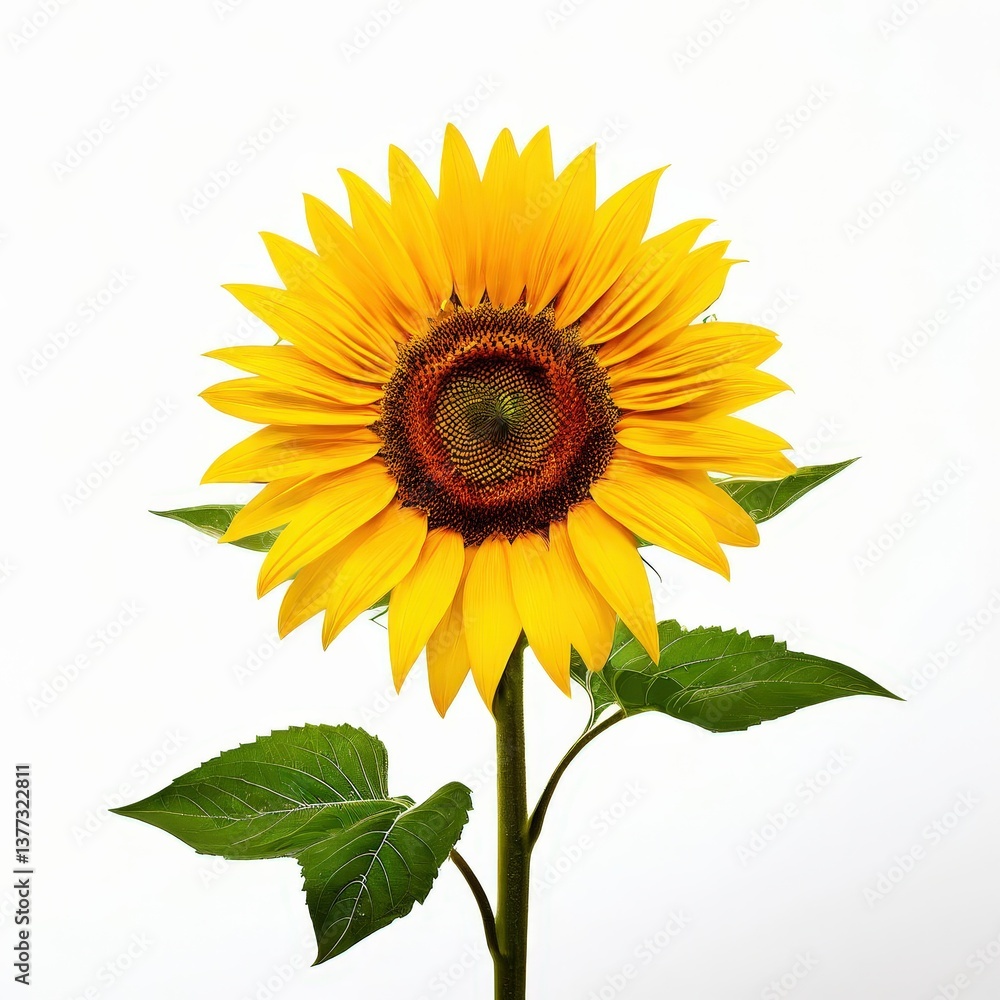 Obraz premium an AI Image Generator, Bright Yellow Sunflowers on White Background