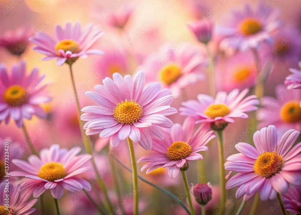 Minimalist Pink Cut-Leaf Daisy Field - Brachyscome Multifida Blooms Minimalist Pink Cut-Leaf Daisy Field - Brachyscome Multifida Blooms
