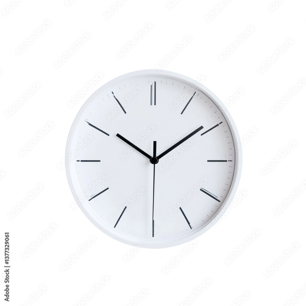 Modern wall clock with minimalist design, showing time clearly and elegantly Modern wall clock with minimalist design, showing time clearly and elegantly