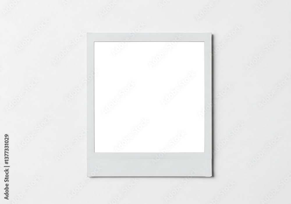 A blank polaroid awaits your cherished memories, a pristine white frame against a minimalist backdrop. A blank polaroid awaits your cherished memories, a pristine white frame against a minimalist backdrop.