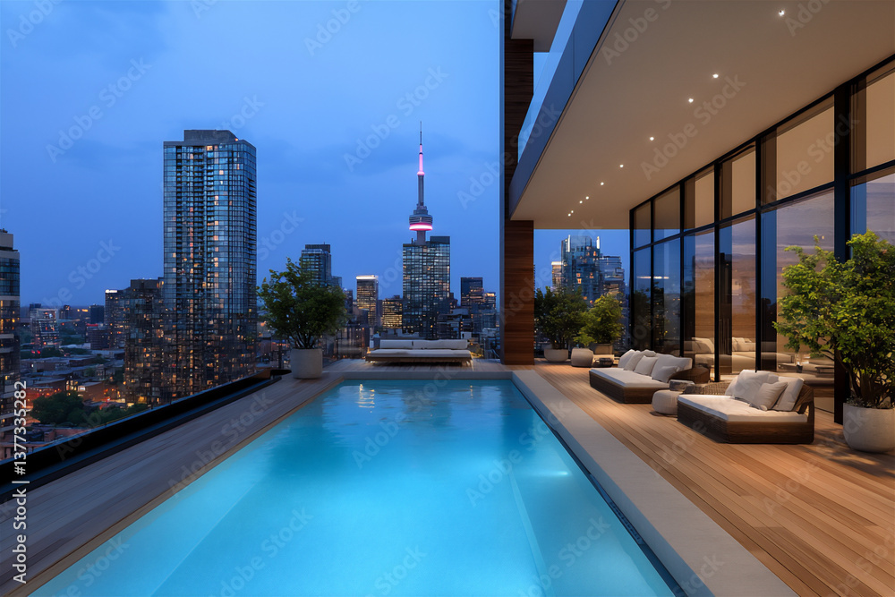 Fototapeta premium a sleek modern high-rise with panoramic city views