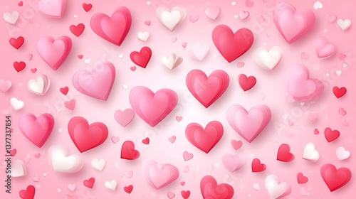 Pink hearts Valentines background.