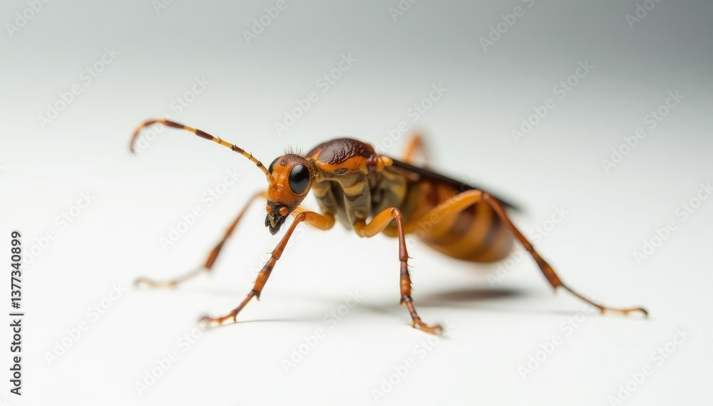 Close-up of single insect on pure white background, white, critter Close-up of single insect on pure white background, white, critter