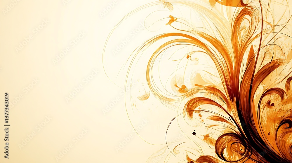 An artistic image of flowing floral design in warm earth tones An artistic image of flowing floral design in warm earth tones