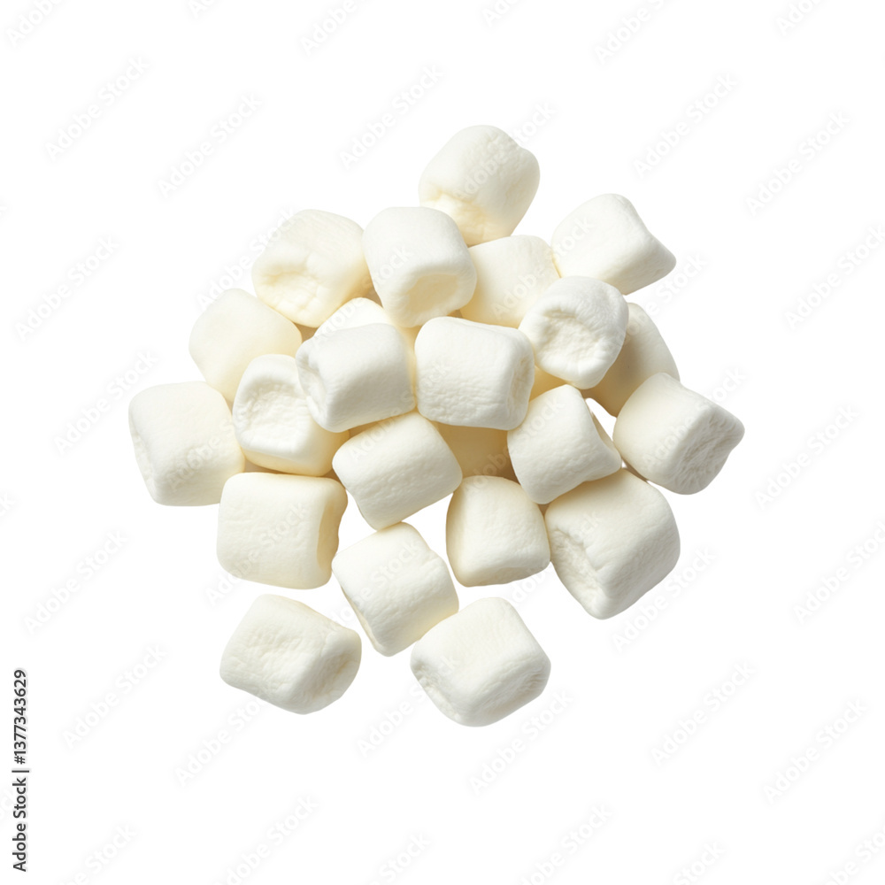 Soft, fluffy marshmallows stacked together create delightful treat Soft, fluffy marshmallows stacked together create delightful treat