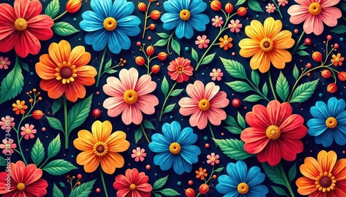 Intricate, flowing floral pattern; continuous, overlapping blooms , pastel, flowers, studio