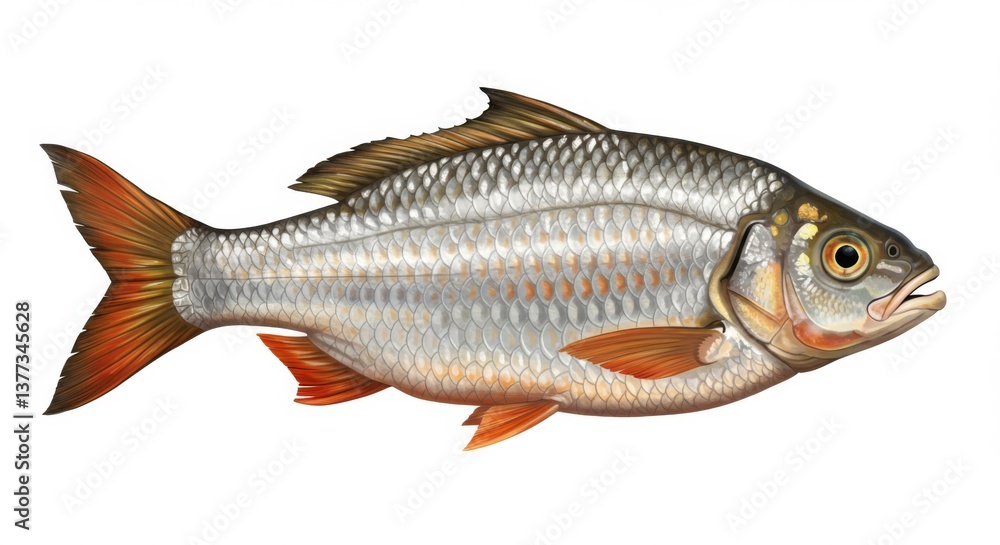 Realistic Illustration of a Freshwater Fish Realistic Illustration of a Freshwater Fish