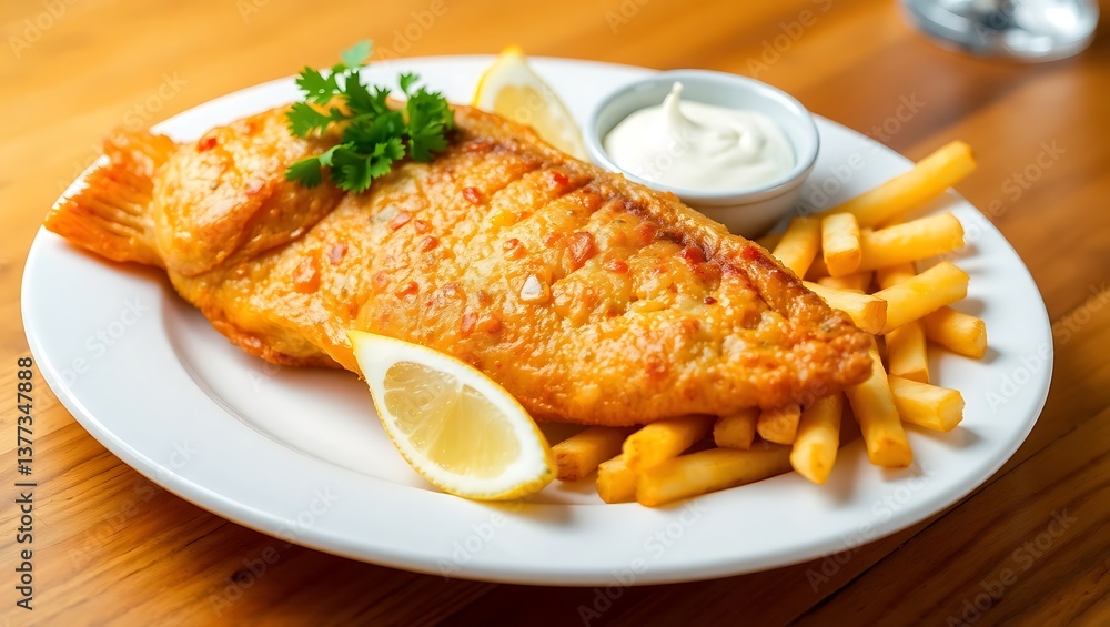 Crispy Fried Fish with Fries and Tartar Sauce – Classic Seafood Dish Crispy Fried Fish with Fries and Tartar Sauce – Classic Seafood Dish