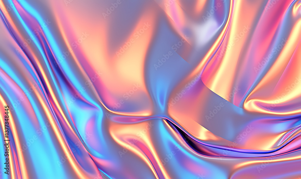 Naklejka premium Holographic Background.Vibrant abstract geometric textures digital art colorful background contemporary style close-up view modern aesthetic.