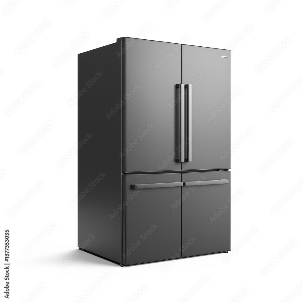 Modern fridge side view isolate on transparent background Modern fridge side view isolate on transparent background