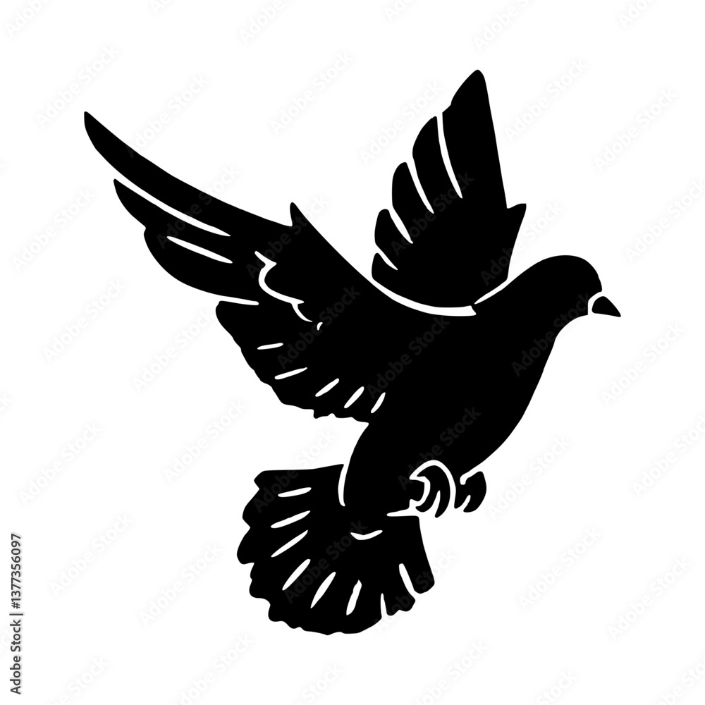 Obraz premium Silhouette Dove - Peace Symbol Graphic
