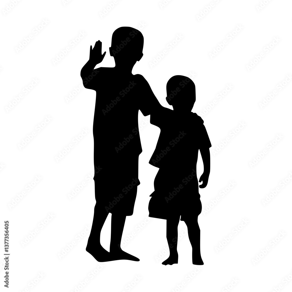 Silhouette Children Playing - Friendship Vector Silhouette Children Playing - Friendship Vector