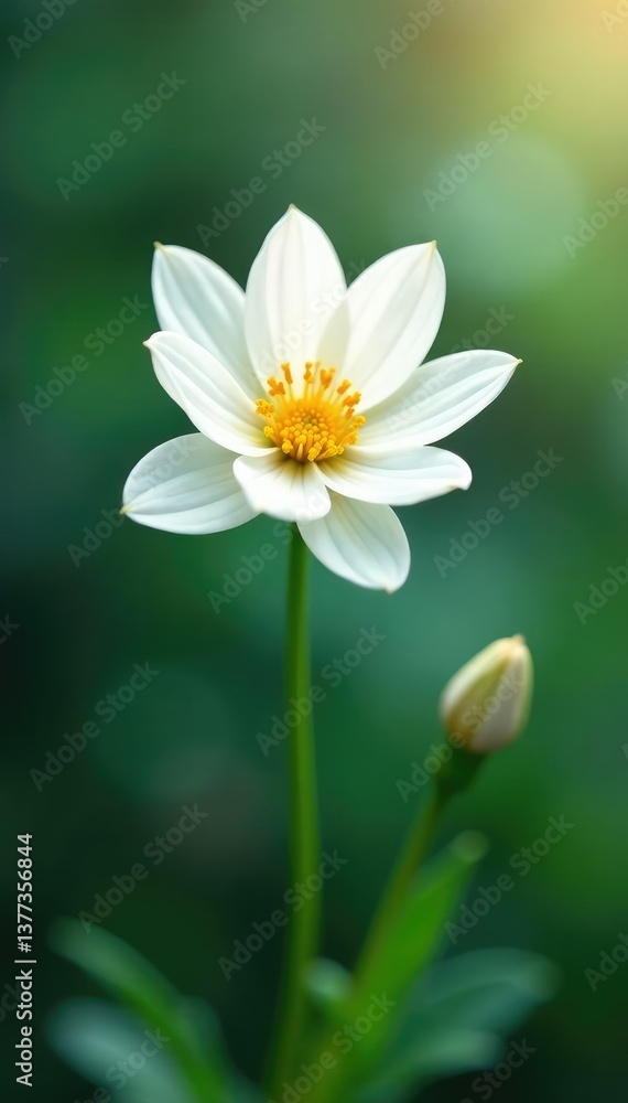 A single white flower blooms in a simple, clean environment, blossom, light, petals A single white flower blooms in a simple, clean environment, blossom, light, petals
