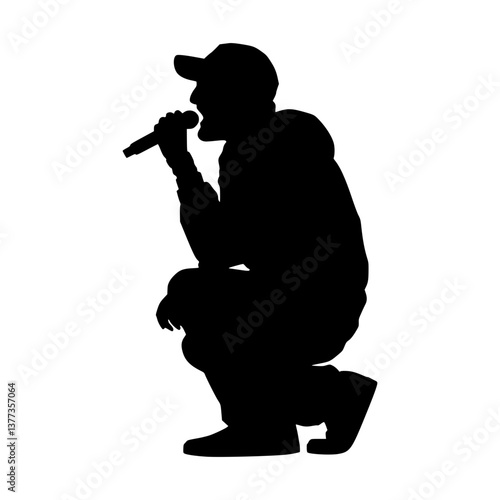 Rapper Silhouette Performing - Music Vector