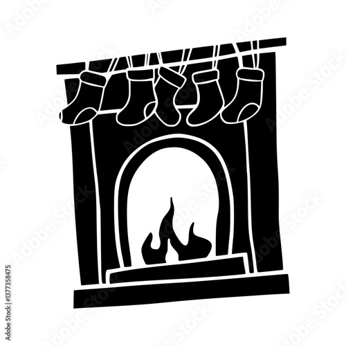 Christmas Fireplace Silhouette