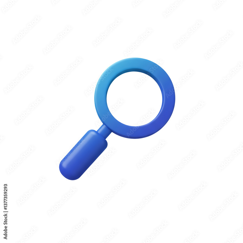 3D Rendered Blue Magnifying Glass on Transparent Background 3D Rendered Blue Magnifying Glass on Transparent Background