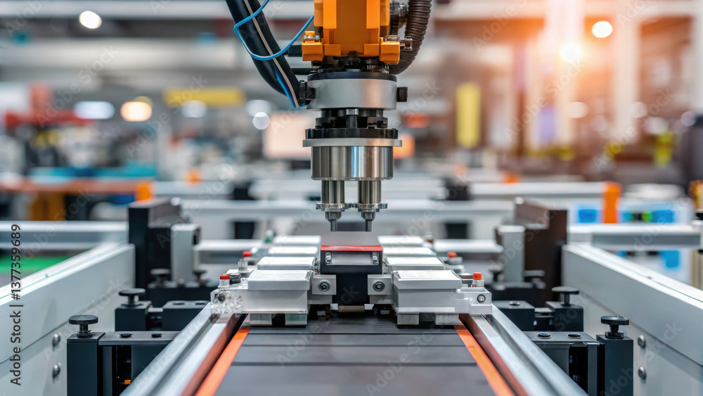 Automated machinery in industrial setting showcases advanced automation technology enhancing efficiency in manufacturing industry Automated machinery in industrial setting showcases advanced automation technology enhancing efficiency in manufacturing industry