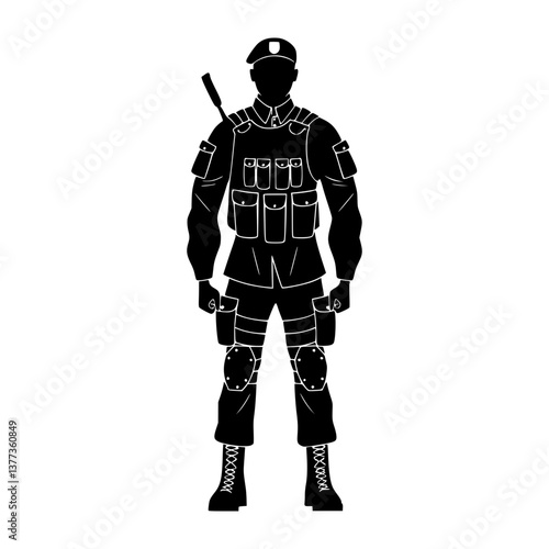 Raid SWAT Soldier Icon - Black Silhouette