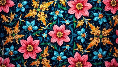 Intricate floral motif within a repeating hexagonal pattern , geometric, background, graphic