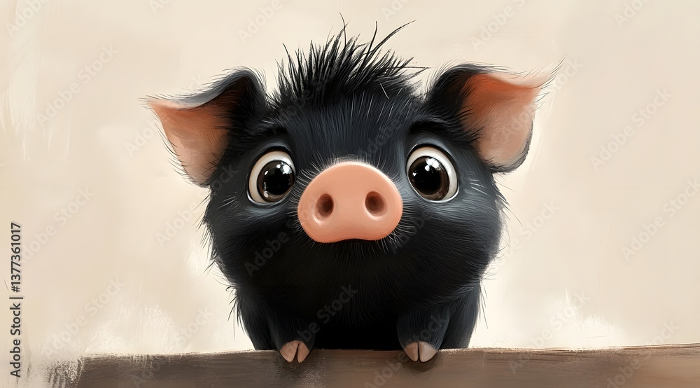 Fototapeta premium Black pig 