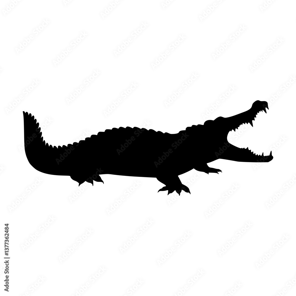 Obraz premium Crocodile Silhouette Vector Graphic