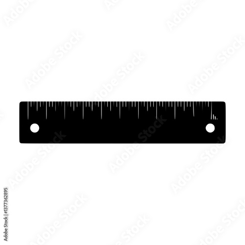 Black Ruler Icon - Vector Illustration
