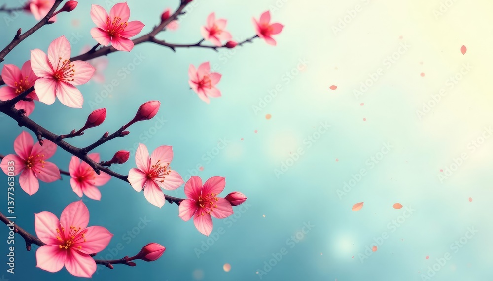 Scattered small blossoms, simple line art style, design, line art Scattered small blossoms, simple line art style, design, line art