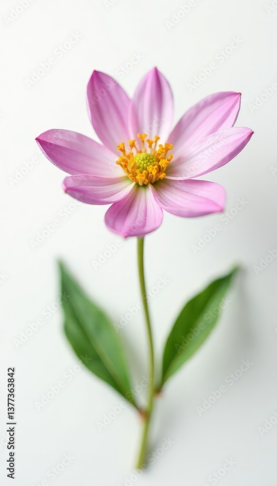 Fototapeta premium Small flower with intricate details on white background, botanical, delicate